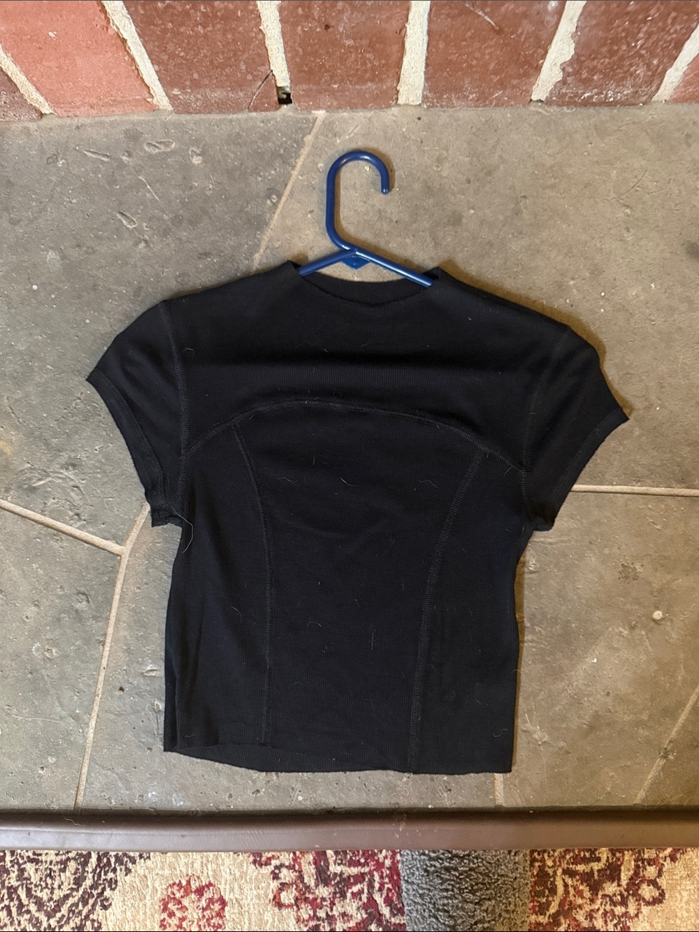 Joah Brown Black Short Sleeve Crewneck Top